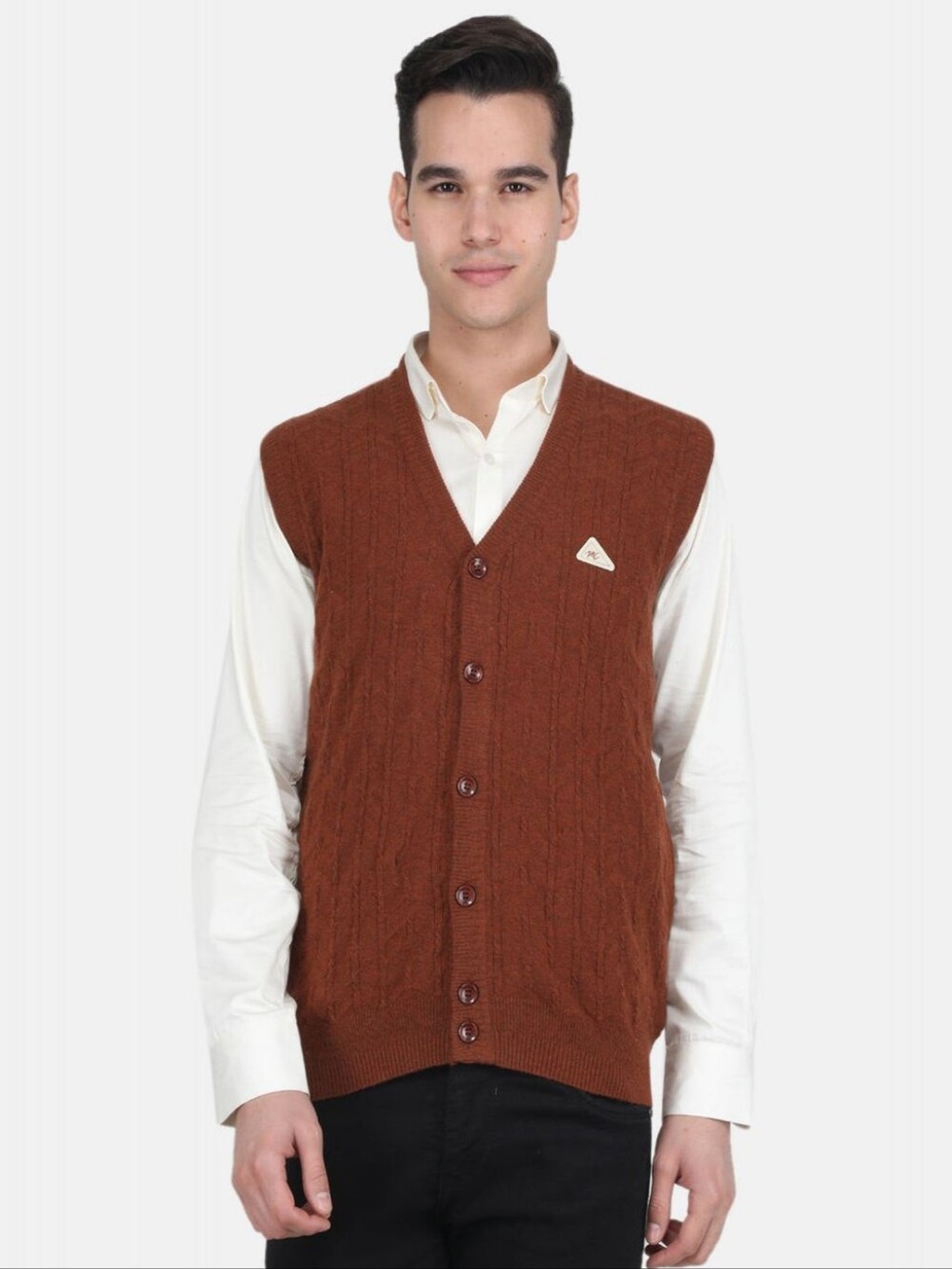 Monte Carlo L Camel Cable Knit Wool Sweater Vest Old Money Preppy Fisherman